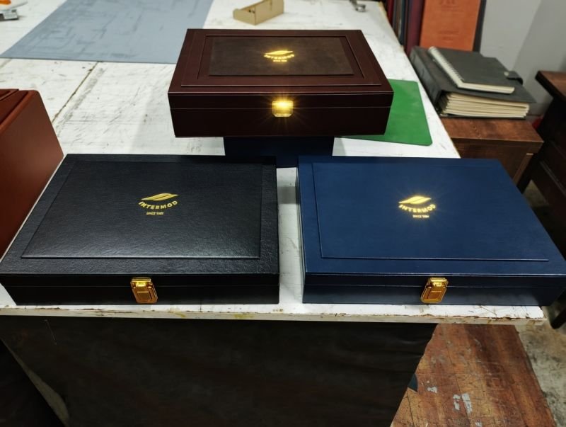 Protocol gift boxes produced at the Uveys Leather Design workshop